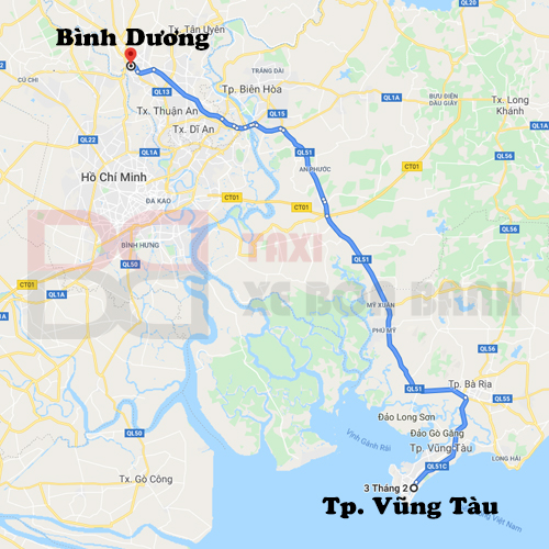 taxi xe dịch vụ từ vũng tàu đi bình dương