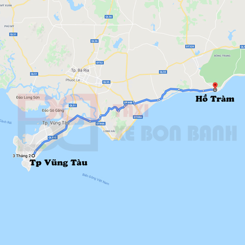 taxi xe dịch vụ từ vũng tàu đi hồ tràm